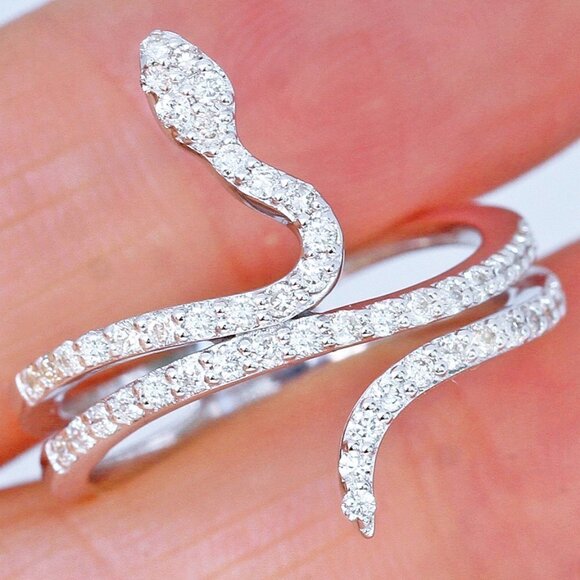 Trendy Snake Shiny Finger Rings for Women/Man, PD101 - Picture 4 of 5